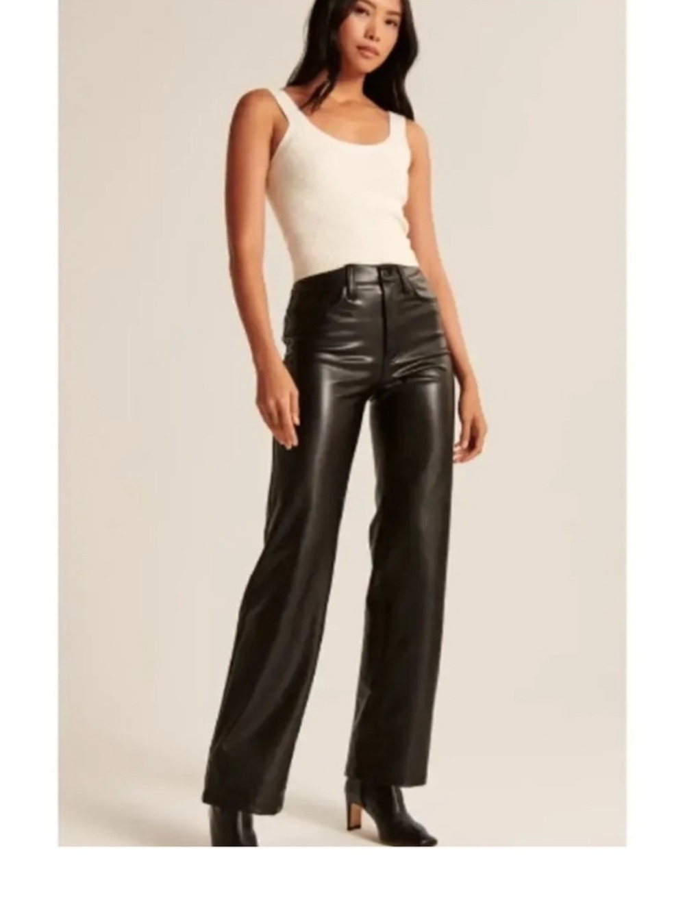 Abercrombie & Fitch Faux Leather Pants Womens 26/2 Black 90s Relaxed Curve Love